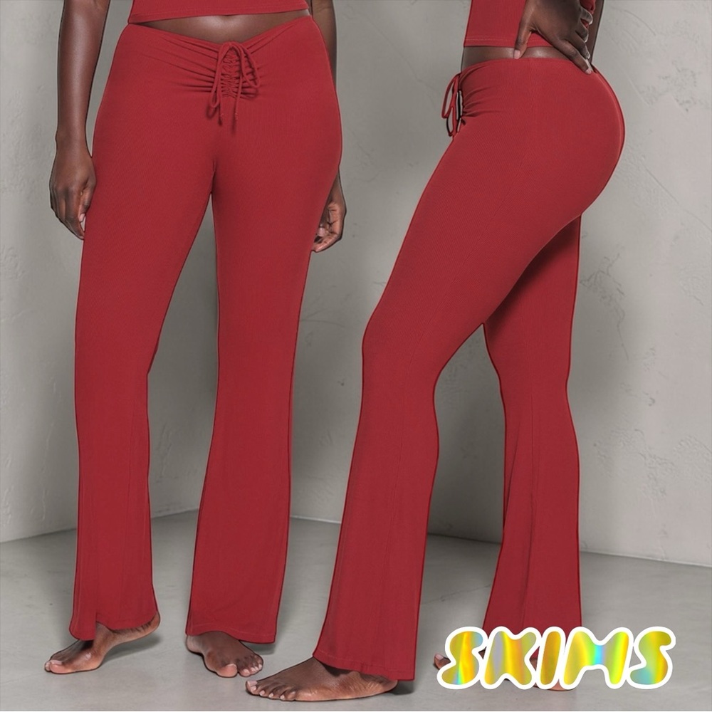 🔥 SKIMS Soft Lounge Ruched Pants | Brick | XL | NWOT | Flare Fit